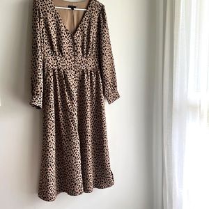 j. crew leopard print long sleeve dress size 6 euc